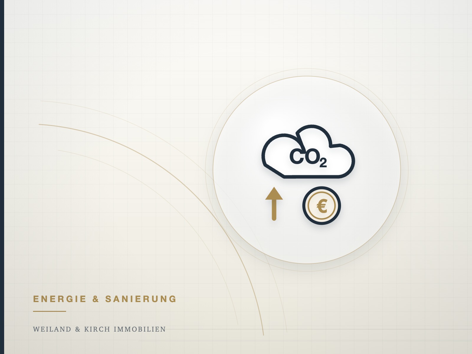 Illustration: CO₂-Wolke mit steigendem Preis, Symbol für den CO₂-Preis und den Immobilienwert