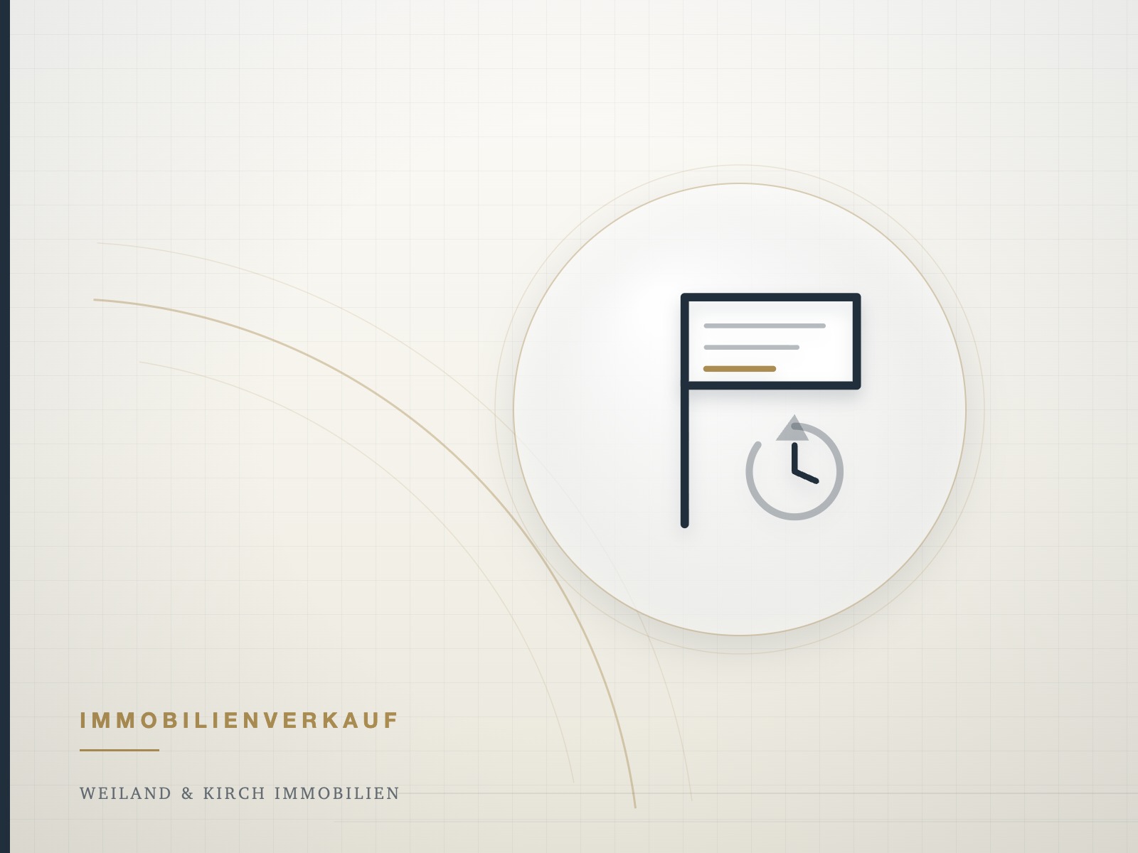 Illustration: Verkaufsschild mit rückwärts laufender Uhr, Symbol für eine lange Vermarktungsdauer