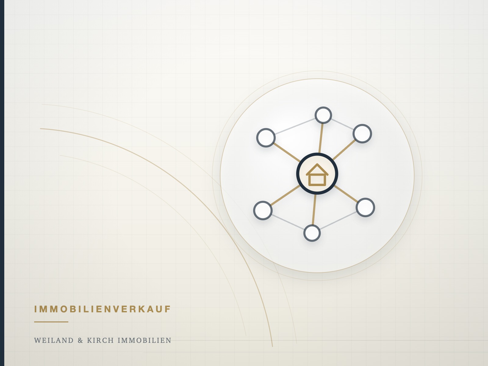 Illustration: Netzwerk um ein Haus, Symbol für die Vermarktungsstrategie beim Immobilienverkauf