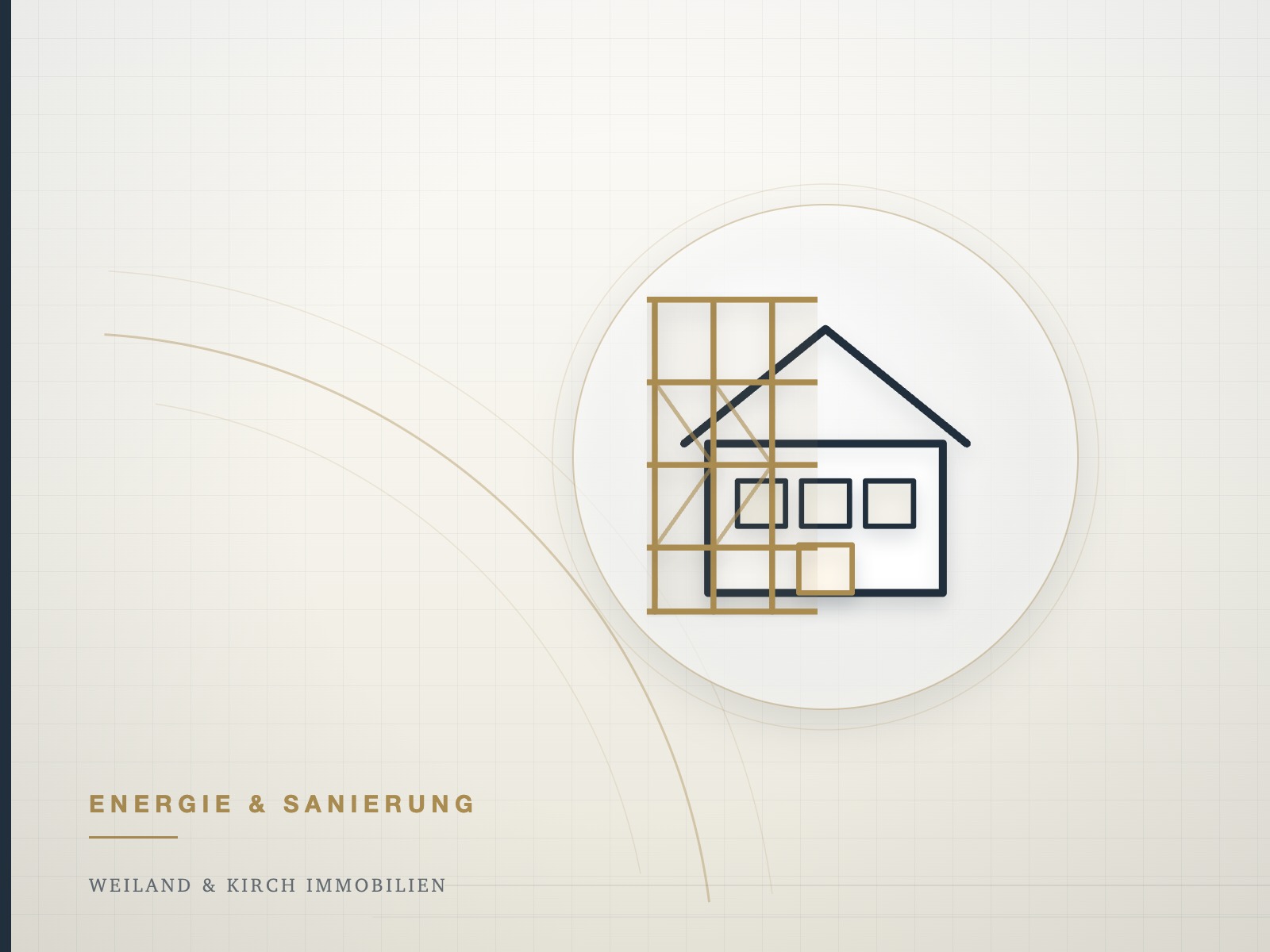 Illustration: Haus mit Gerüst, Symbol für die Entscheidung zwischen Sanierung und Verkauf
