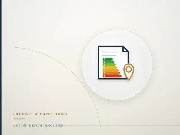 Illustration: Energieausweis mit Ortsmarke, Symbol für die Energieausweispflicht im Saarland