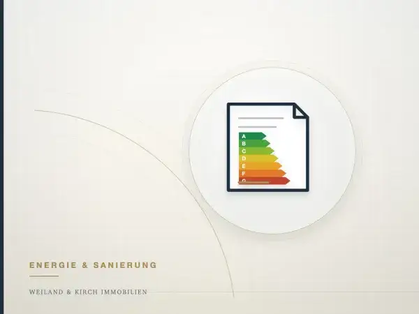 Illustration: Energieausweis mit Effizienzskala A bis G