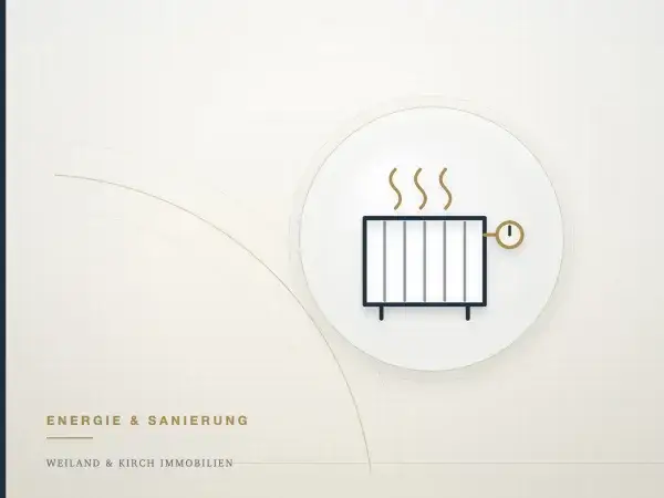 Illustration: Heizkörper mit Uhr, Symbol für die Heizungsregeln beim Immobilienverkauf