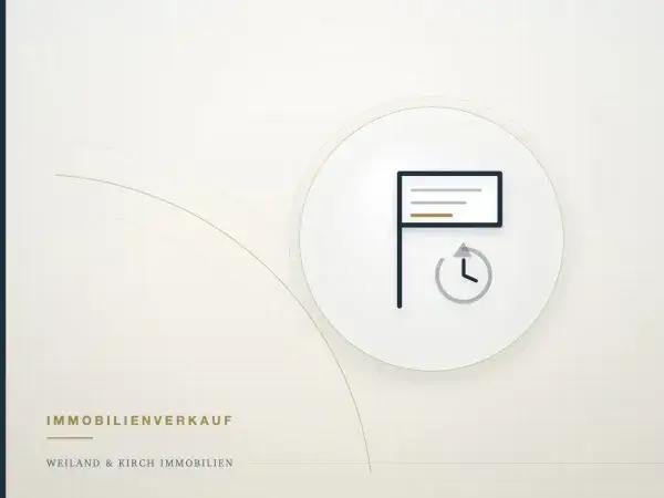 Illustration: Verkaufsschild mit rückwärts laufender Uhr, Symbol für eine lange Vermarktungsdauer