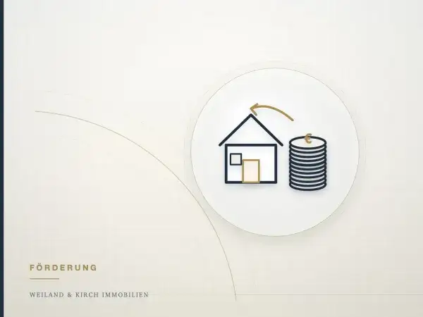 Haus und Münzstapel als Sinnbild für die KfW-Förderung